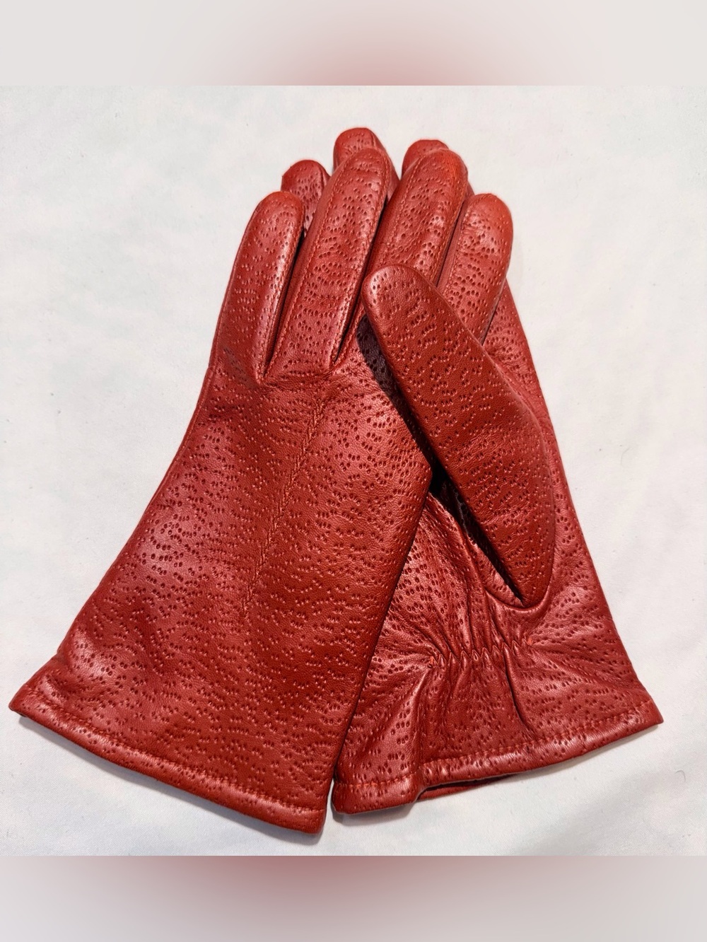 Deep Red Leather Gloves